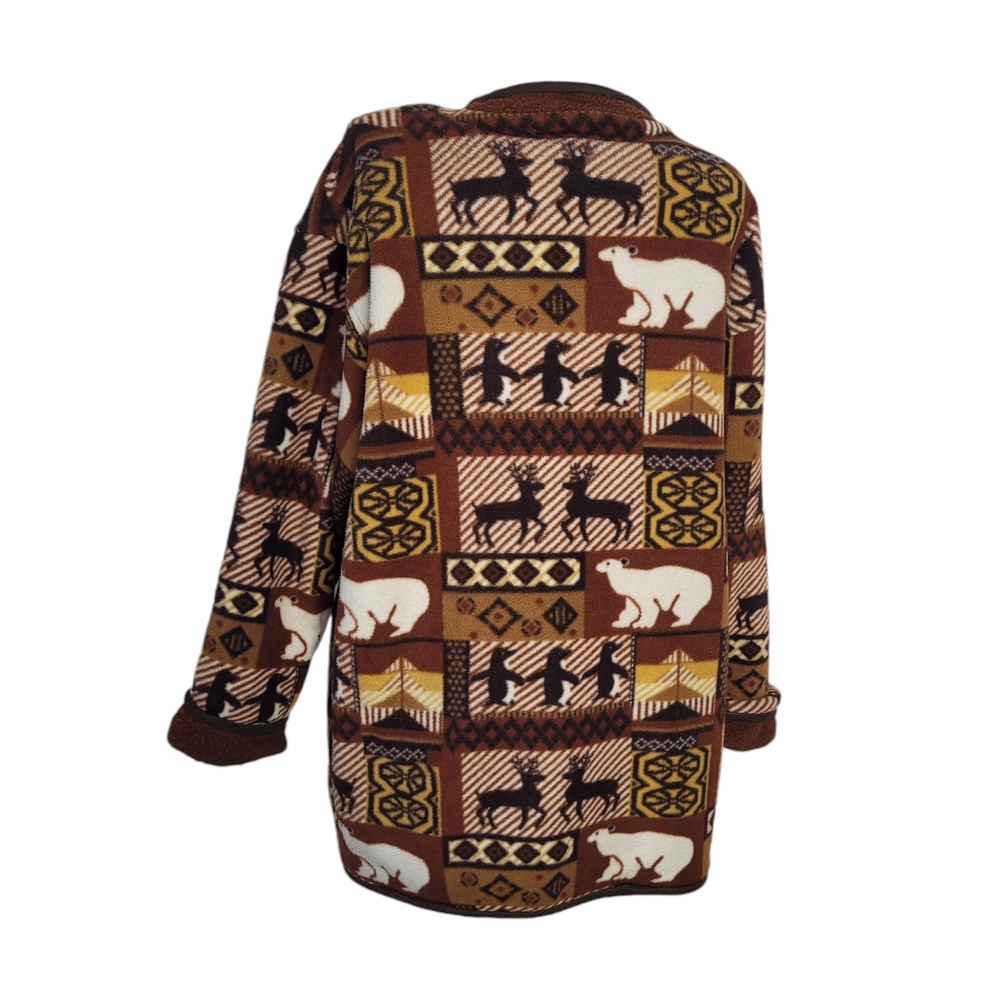 Vintage Reversible brown Cat Out fleece coat with animal print in size XL - Picture 5 of 16
